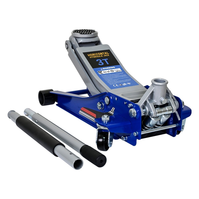 Low-Position Steel Vehicle Floor-Mounted Hydraulic Jack with Dual-Piston Quick-Lift Pump 3-Ton 6,600 Lbs. Capacity