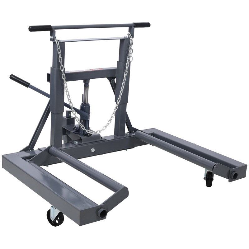 1,500 Lb. Capacity Adjustable Height Dual Wheel Dolly for Large Trucks–Grey