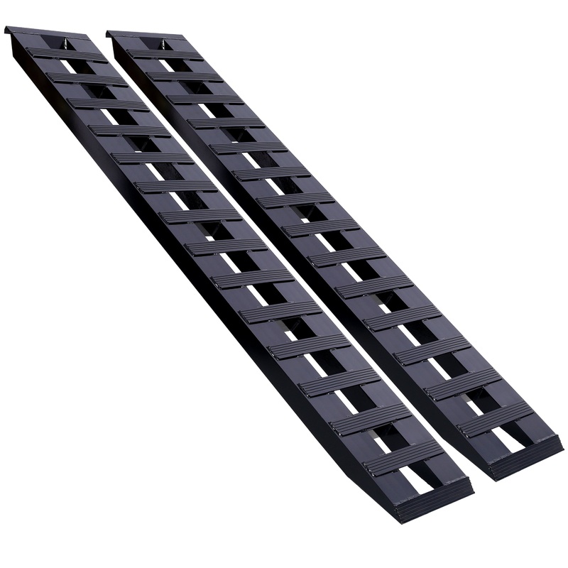 1 Pair Heavy-Duty Ramps with Top Hook Attaching End Universal Loading 84 X 14 8800 LBS Aluminum–Black