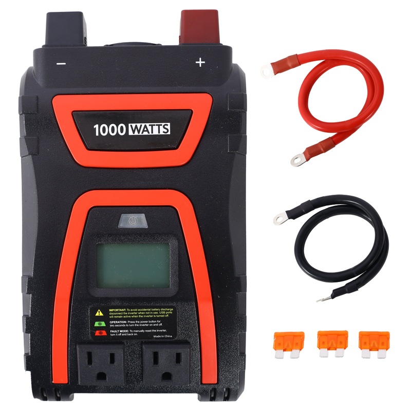 1000 Watts Power Inverter Modified Sine Wave Car LED Display Portable 12V to 115 Volts ETL Approved