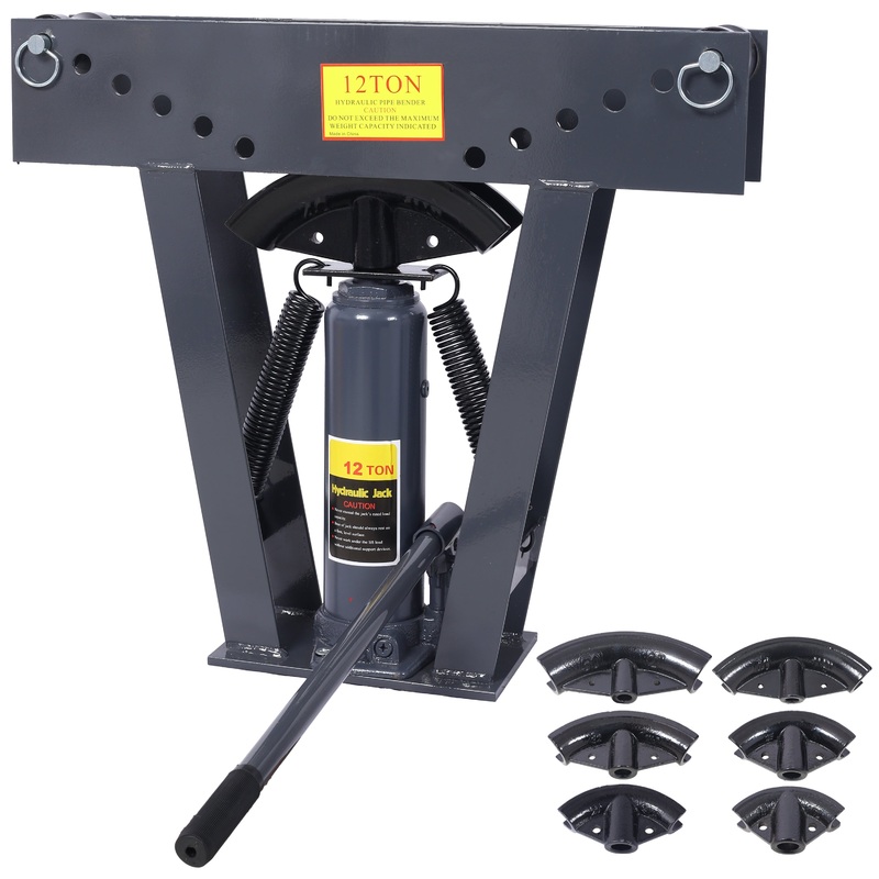 12 Ton Pipe Bender Manual Exhaust Tube Fabric with 6 Dies Adjustable Rollers 90-180 Degree Bending Steel Iron Metal Ratcheting–Dark Gray