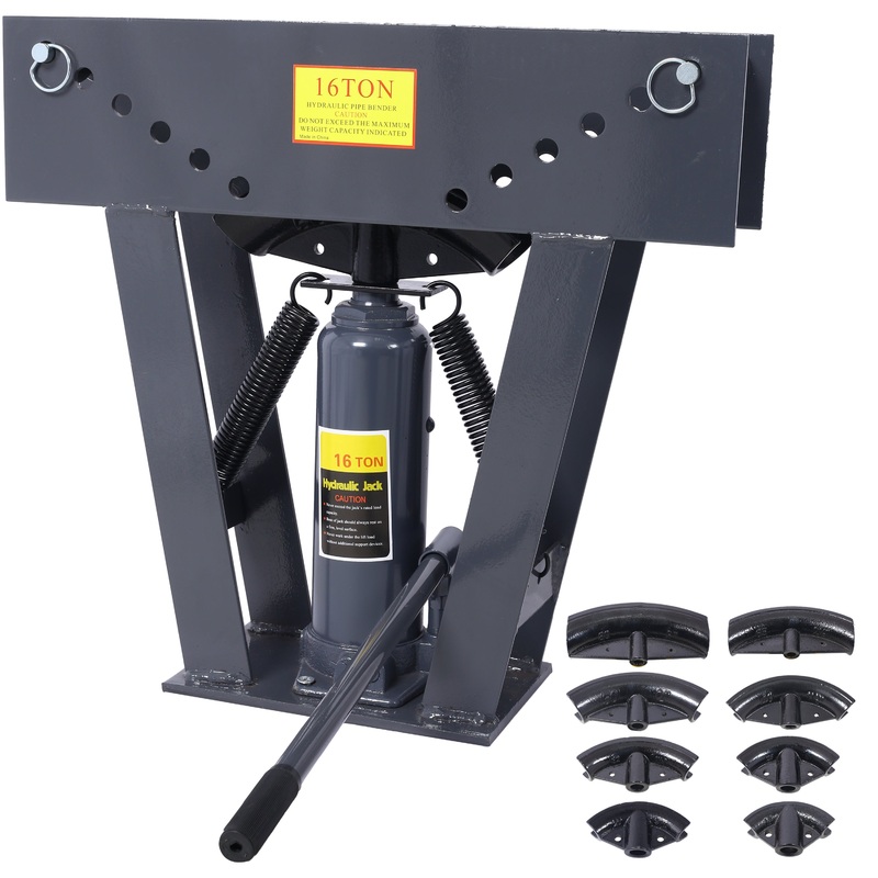 16 Ton Pipe Tube Bender Manual Exhaust Fabric Adjustable Rollers 90-180 Degree Bend Steel Iron Metal Ratcheting–Dark Gray