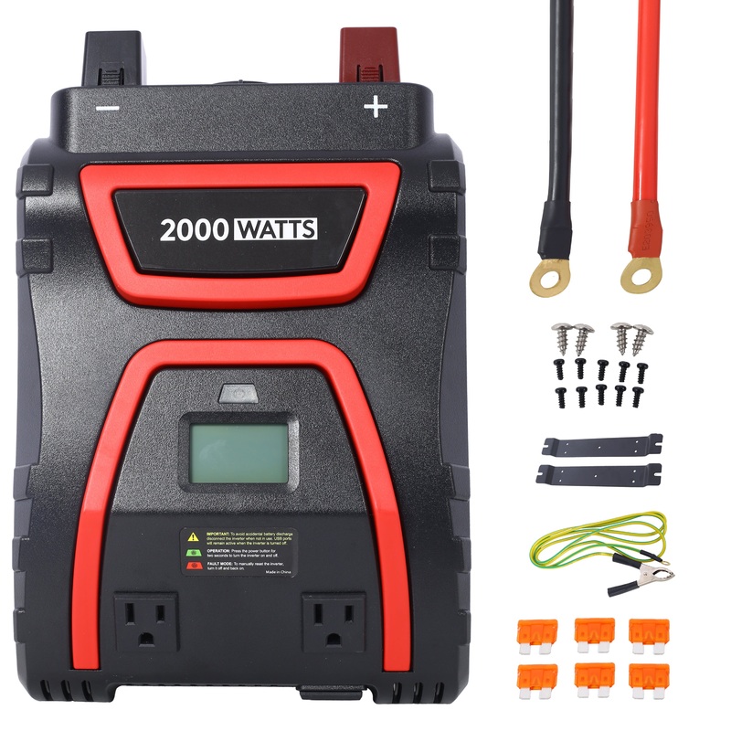 2000 Watts Power Inverter Modified Sine Wave Car LED Display Portable 12V to 115 Volts ETL Approved