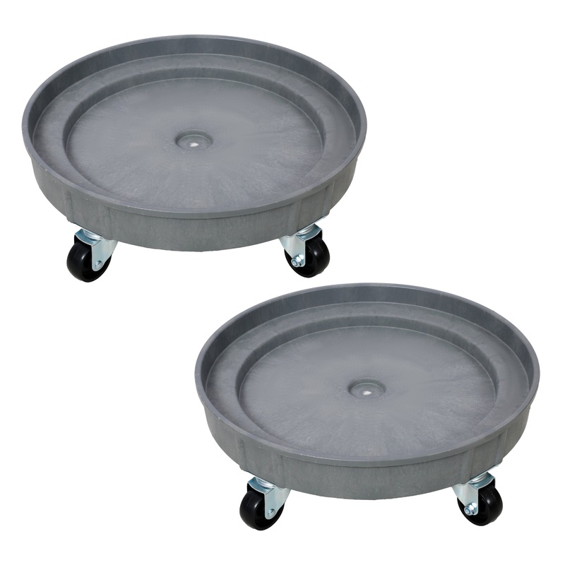 2Pcs Set 30 Gallon and 55 Gallon Heavy Duty Plastic Drum Dolly Durable 900 lb. Capacity Barrel with 5 Swivel Casters Wheel