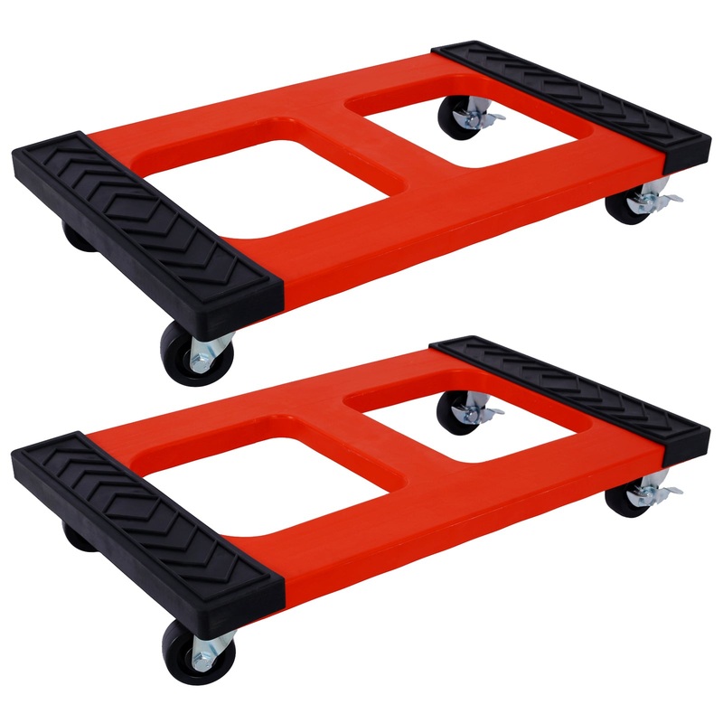 2Pcs/Set Poly Mover’s Dolly 1200-lb. Capacity–Red