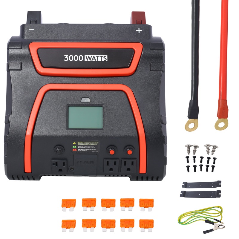 3000 Watts Power Inverter Modified Sine Wave Car LED Display Portable 12V to 115 Volts ETL Approved