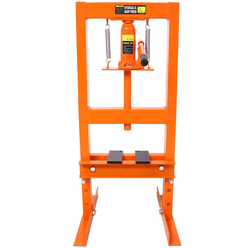 6 Ton Hydraulic Shop Press Benchtop H-Frame Garage Floor Press with Press Plates Adjustable Working Table Height–Orange