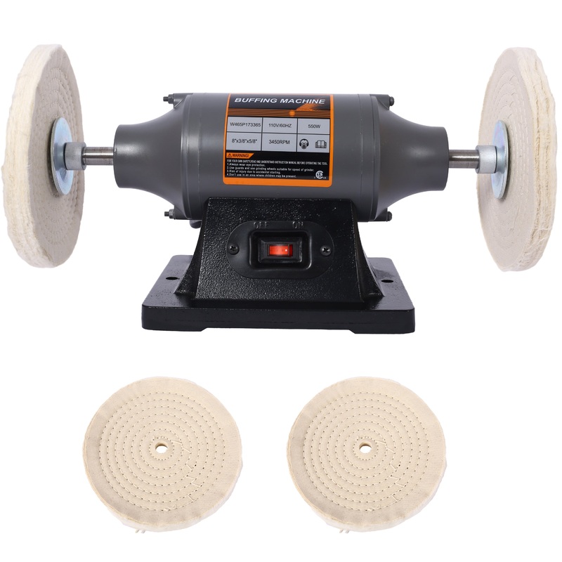 8-Inch Electric Polisher Benchtop Buffer Grinder Includes 4Pcs 80Ply Thic Buffing Wheels