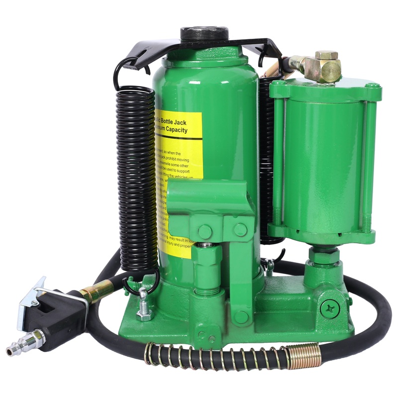 Air Hydraulic Bottle Jack 12 Ton/24000 LBS All Welded 9.8-19.3 inch Lifting Range Manual Handle and Air Pump–Green