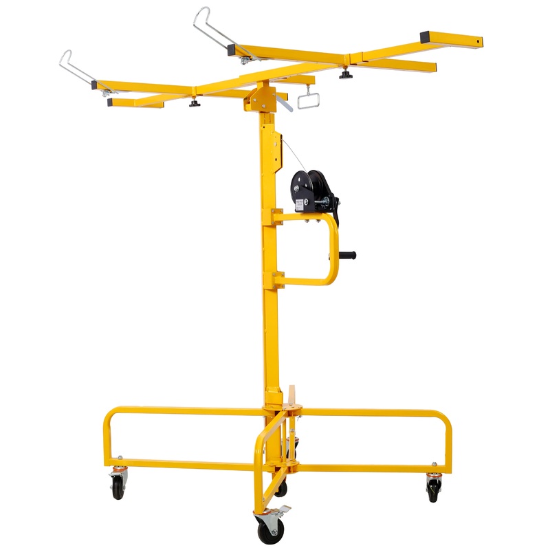 Drywall Lift Panel 16′ Panel Hoist Jack Lifter Rolling Caster Wheel Sheetrock Construction Tools 150-lb. Capacity 4ft. x 16ft. Max. Sheet Size–Red