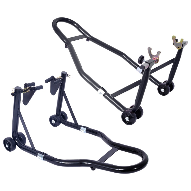 Motorcycle Stand 1000LB Sport Bike Front and Rear Wheel Lift Swingarm Paddock U–Black