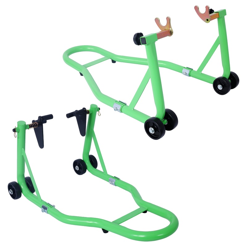 Motorcycle Stand 1000LB Sport Bike Front and Rear Wheel Lift Swingarm Paddock U–Green
