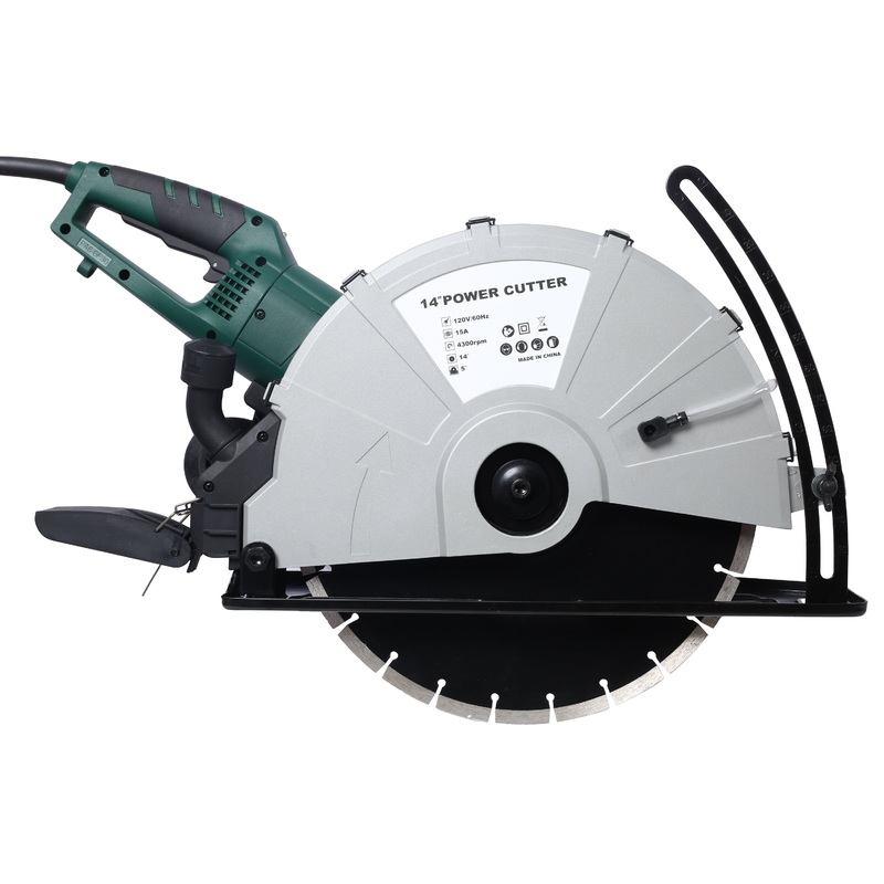 Portable 14 Wet/Dry Electric Corded Circular Concrete Saw/Power Angle Cutter 2600W w/Water Line & Guide Roller With Blade ETL Certificate