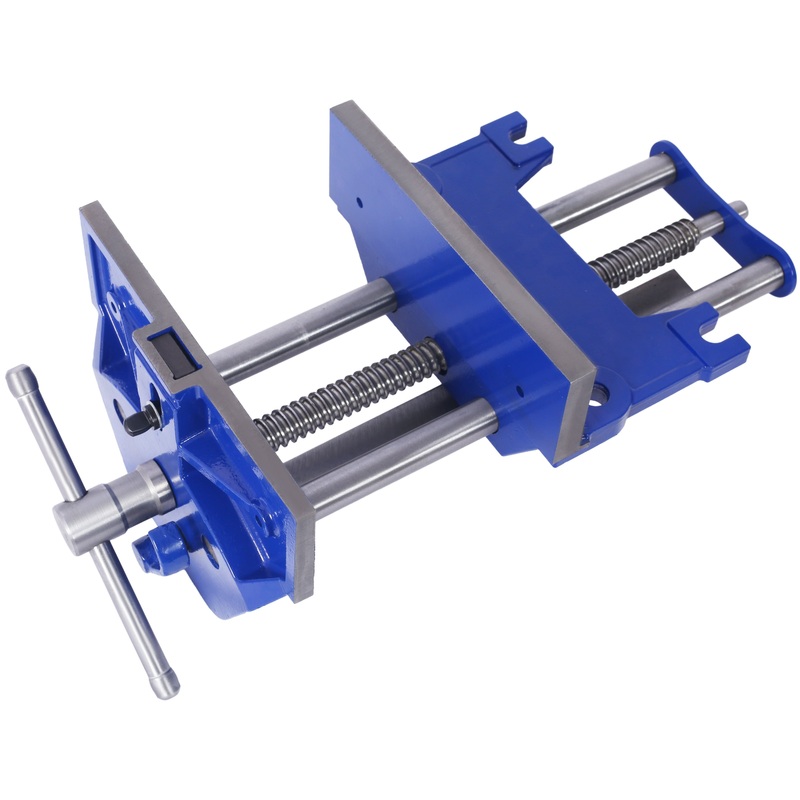 Rapid Action Woodworking Vise Quick Release Lever for Adjustments 9 Inch Jaw Width Made with Heavy-Duty Cast Iron–Blue