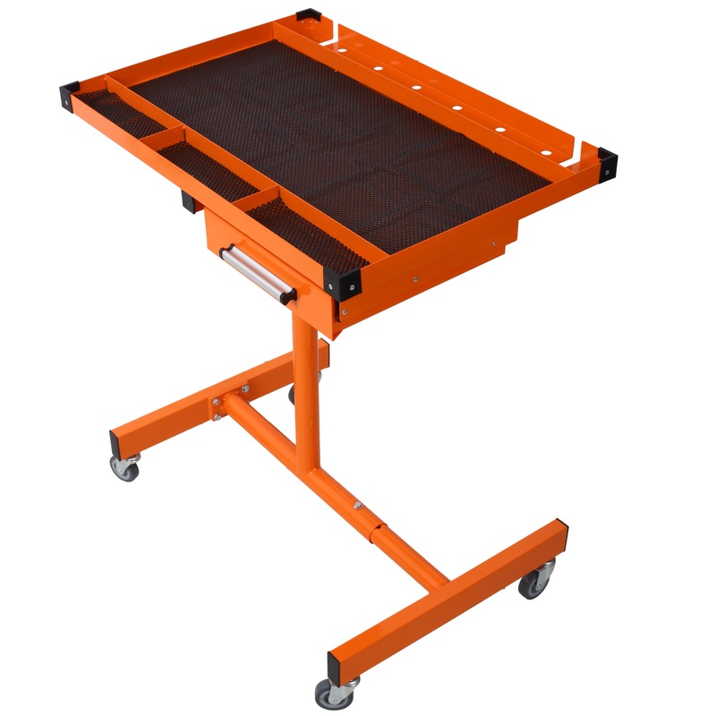Adjustable Tear Down Work Table with Drawer Portable 220 Pound Capacity–Orange