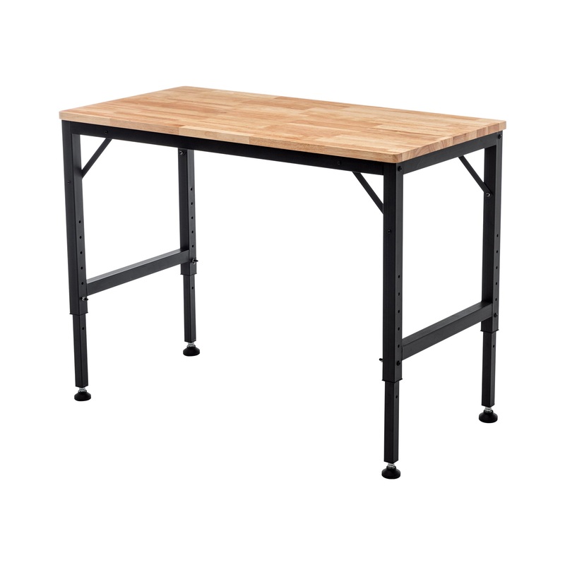 48′ Heavy-Duty Adjustable Workbench Wood W/Rubber Pads 2000 Lbs Capacity