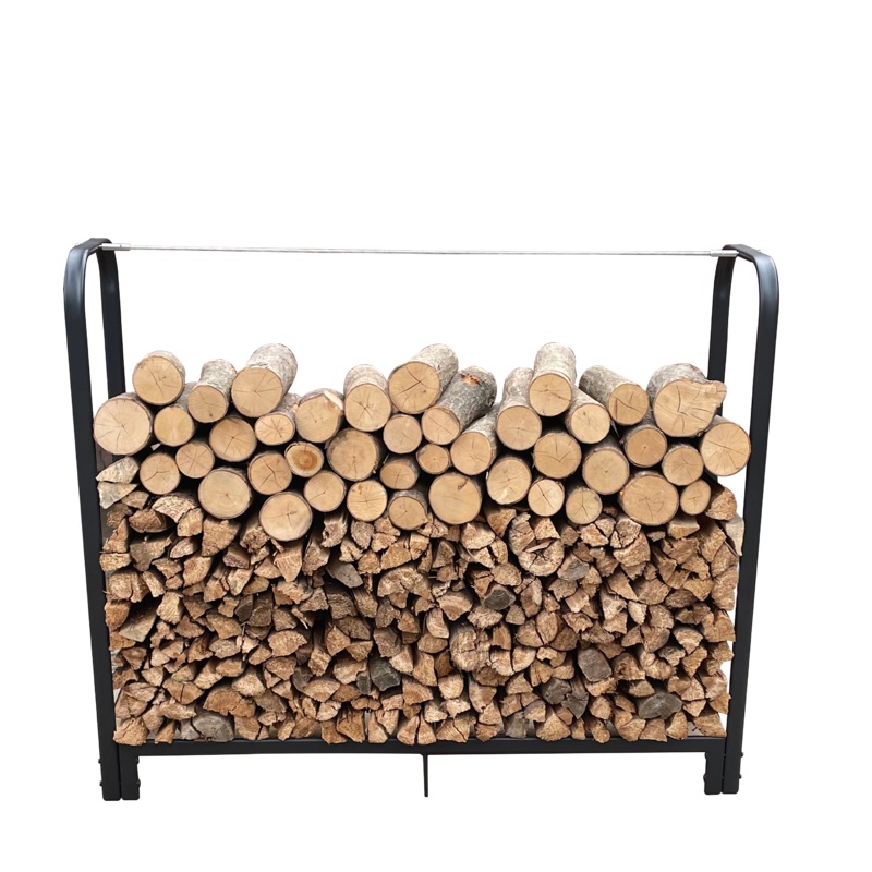Artibear Firewood Rack Stand 4ft Heavy Duty Logs Holder–Matte Black