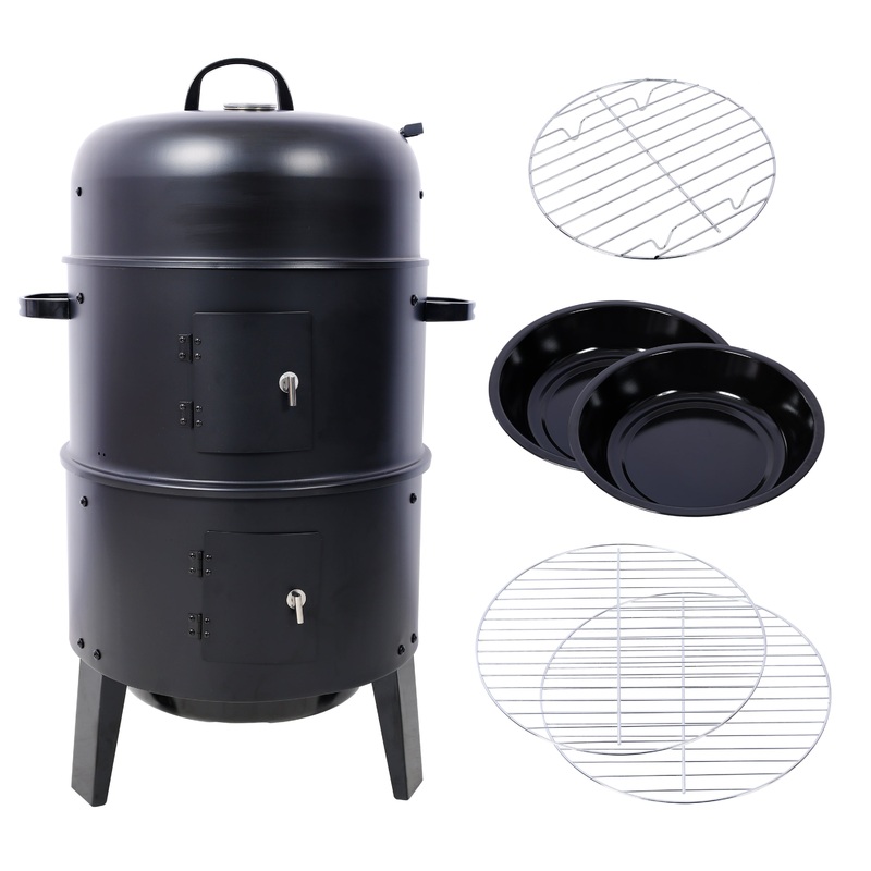 Charcoal Smoker Grill 16 Inch Vertical BBQ Grill–Black