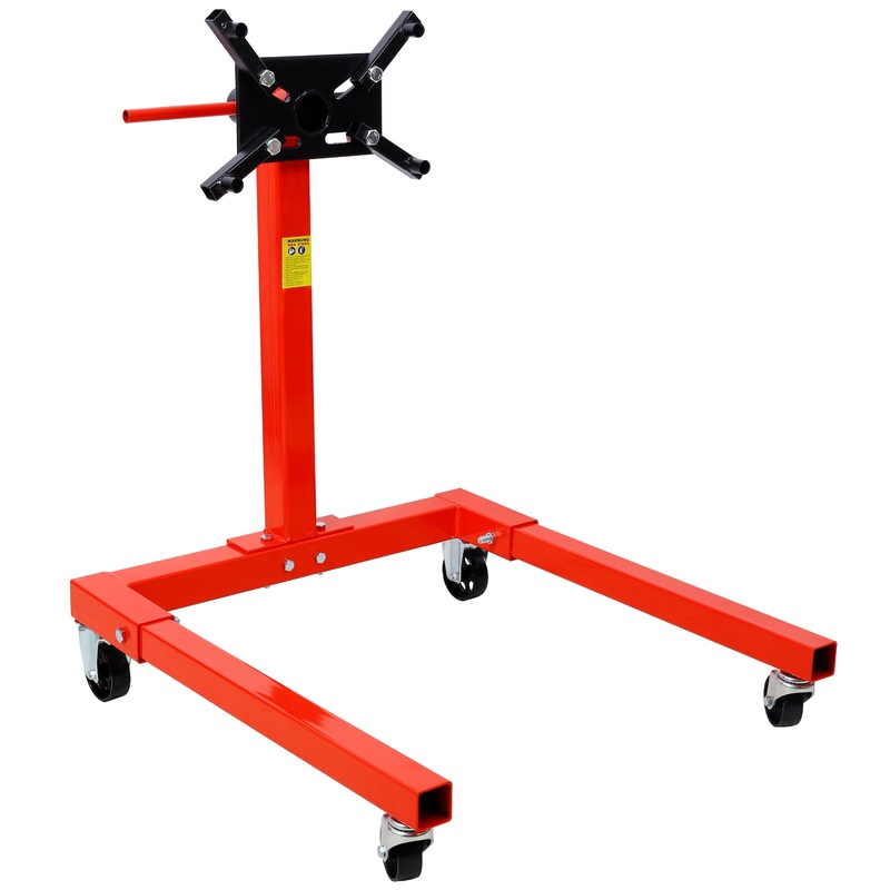 Engine Stand 1500 LBS Motor Stand with 4 Wheels 360 Degree Rotating Head & 4 Adjustable Arms–Red