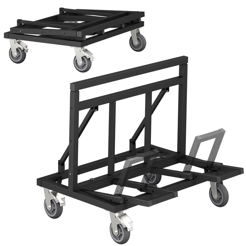 Folding Drywall Cart Panel Dolly with Slip-proof Rubber 4 Swivel Wheels and Extendable Deck 2200 lbs Capacity Heavy Duty–Black