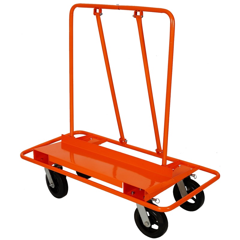 Heavy Duty Drywall Sheet Cart & Panel Dolly 2400lbs Capacity 8′ BlackMold-On Rubber Wheels–Orange