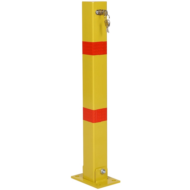 Parking Bollard Pole Barrier with Lock Square–Yellow