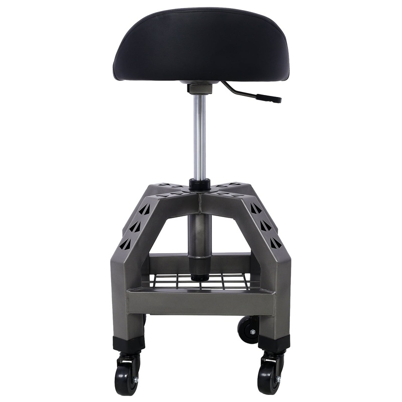 Pneumatic 360 Degree Swivel Stool Mechanics Rolling Creeper Seat Heavy Duty with Casters 300 Lbs Capacity–Gray