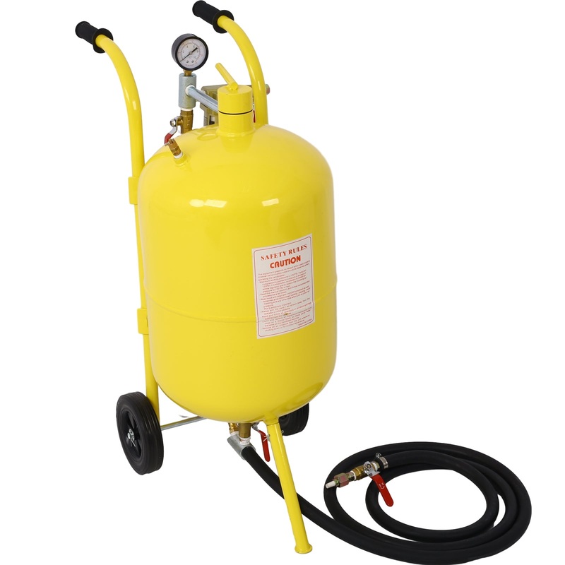 10Gal Pot Sandblaster 125 Psi Pressure Sand Blasting Complete Kit–Yellow