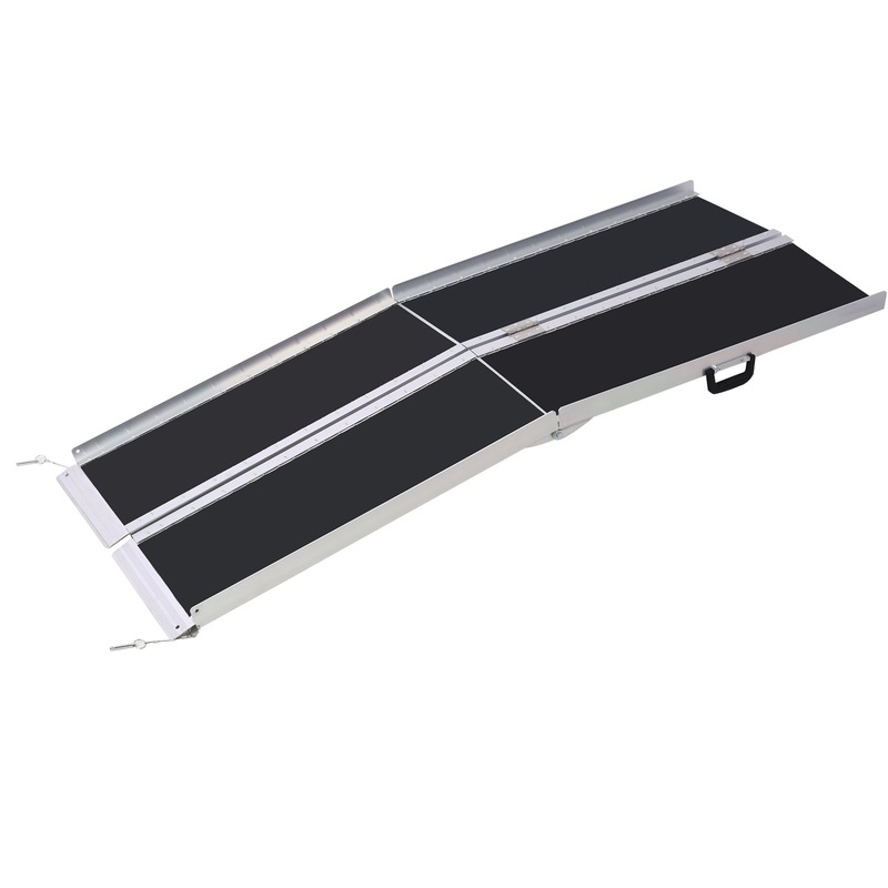 Wheel Chair Ramp 4ft Aluminium Threhold Ramp Portable and Foldable 600 Lbs Capacity Non-Skid Surface Two Separate Pieces