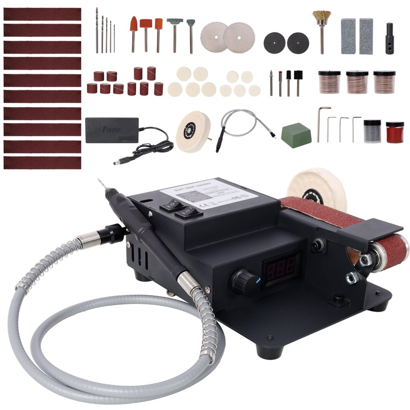 2-in-1 Belt Sander 350W Dual Motor Rotary Desktop Polisher