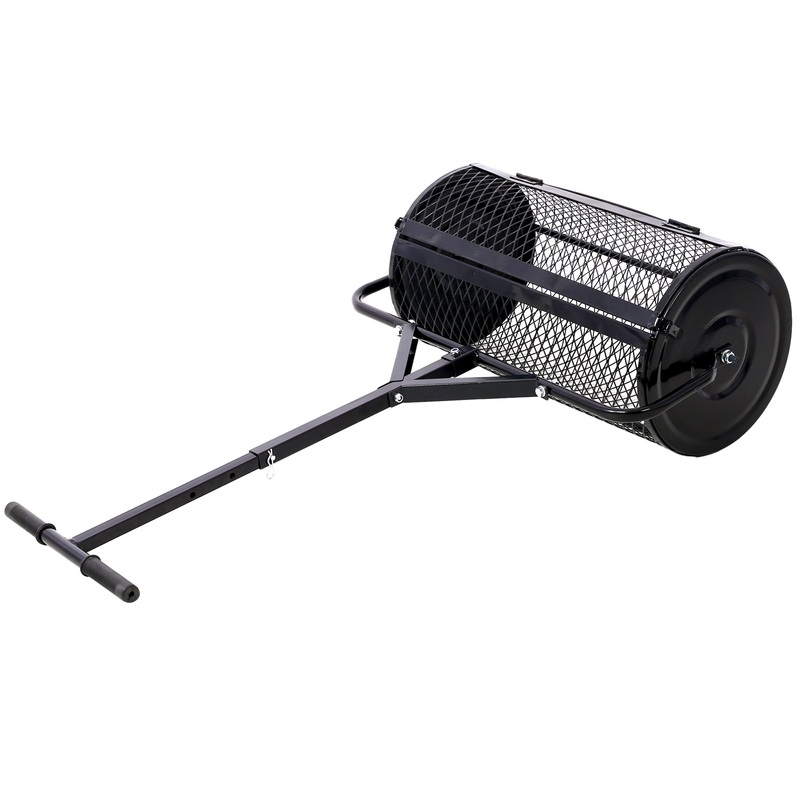 Peat Moss Spreader 24inch Compost Spreader Metal Mesh T Shaped Handle–Black