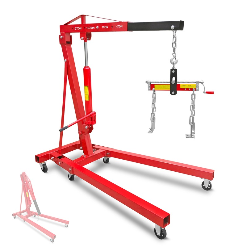 4400 lbs Folding Hydraulic Engine Hoist with Lever Heavy Duty with 6 Iron Caster Wheels