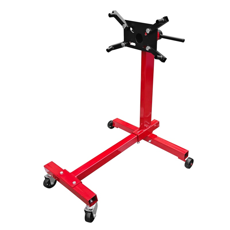 Engine Stand 1000LBS Capacity 360 Degree Rotating with 4-Casters and Foldable Frame–Red