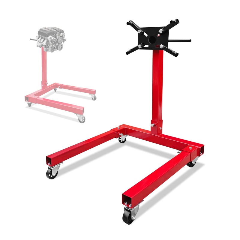 Engine Stand 1250LBS Capacity 360 Degree Rotating with 4-Casters–Red