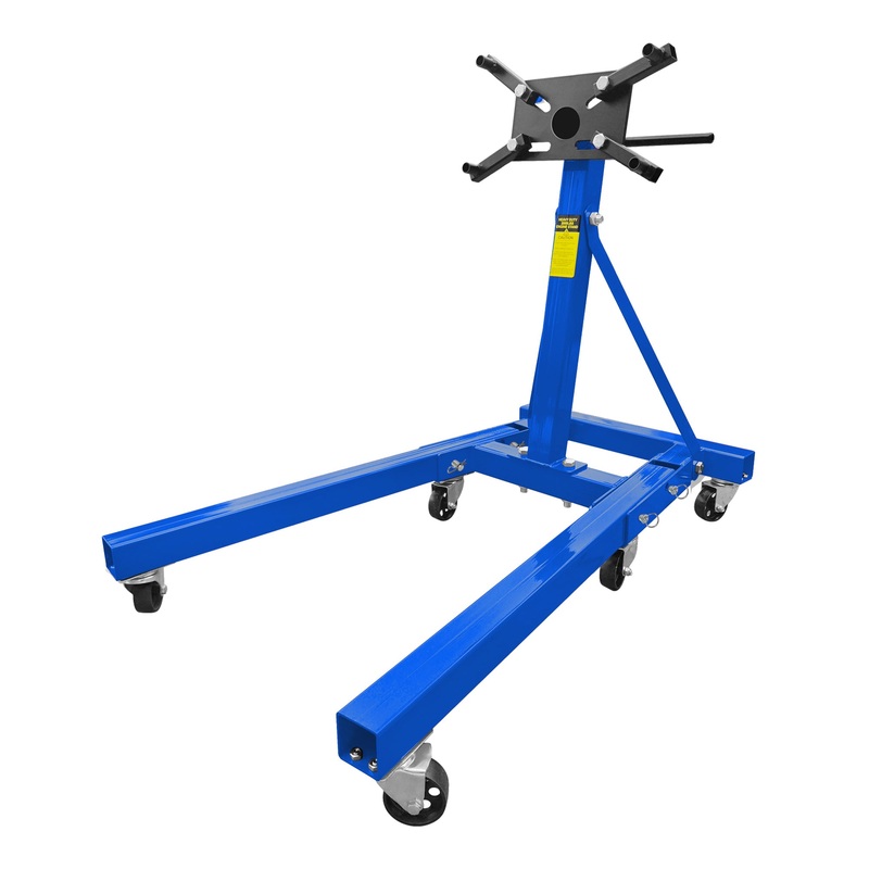 Engine Stand 2000LBS Capacity 360 Degree Rotating with 6-Casters and Foldable Frame–Blue