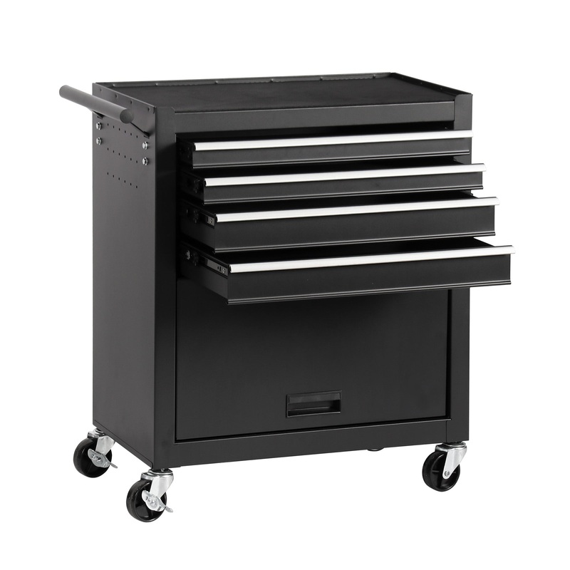 4-Drawer Rolling Tool Chest Cabinet with 4 Wheels–Black