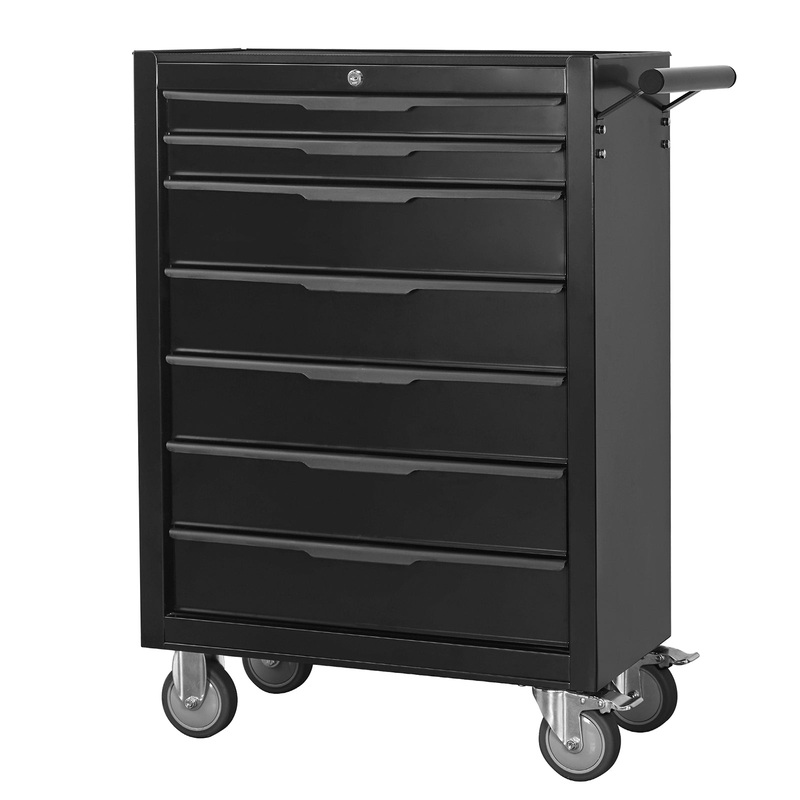 7-Drawer Rolling Tool Chest Cabinet with Wheels and Cylinder Locking 700 Lbs Capacity Metal–Black
