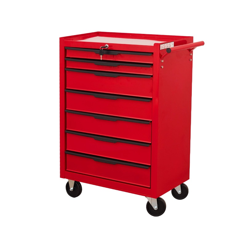 7-Drawer Rolling Tool Chest Cabinet with Wheels and Cylinder Locking 700 Lbs Capacity Metal–Red