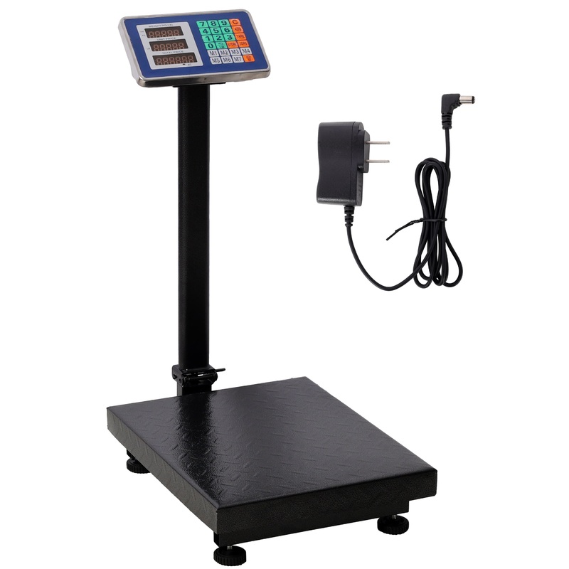 660lbs Weight Computing Digital Scale Floor Platform 0.1 lbs Accuracy with LB/KG Tare Price Calculator–Black