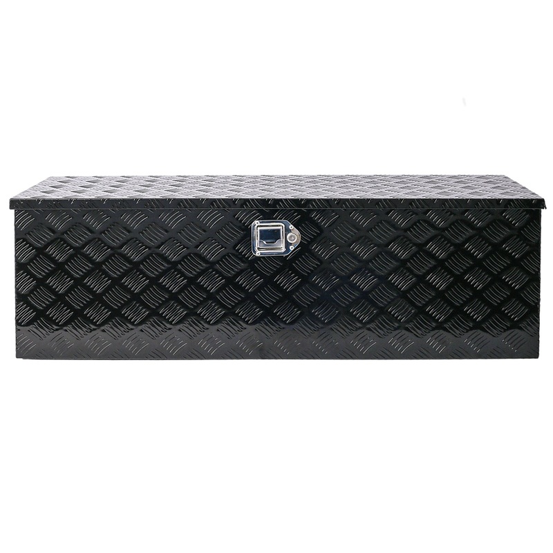 Aluminum Heavy Duty Tool Box w/ Lock Keys Black 48x15x15inch