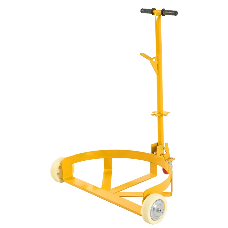 Steel Drum Dolly 55 Gallon Capacity Oil Barrel Mover with PU Wheels – Low Profile Yellow Caddy