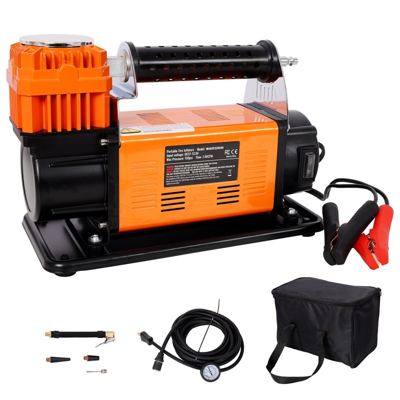 12V Heavy Duty Air Compressor Tire Inflator with Pressure Gauge Max 150 PSI
