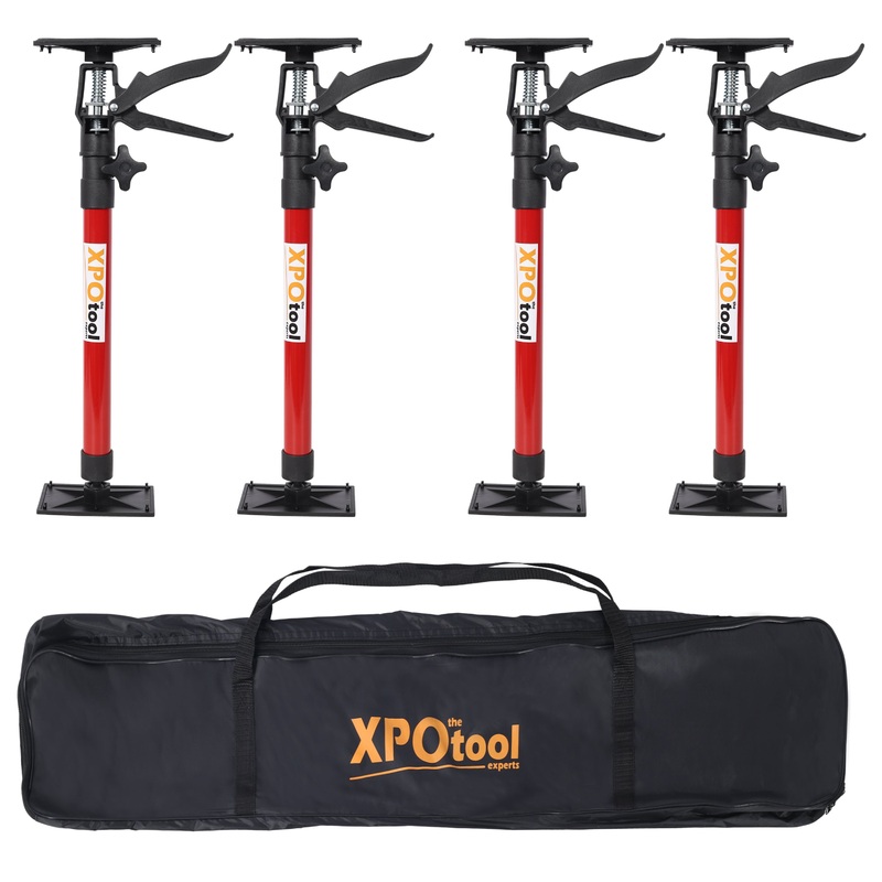 4 Pack Adjustable Support Pole Steel 3rd Hand Support System Extends from 20 to 45 Inch with Carry Bag–Red