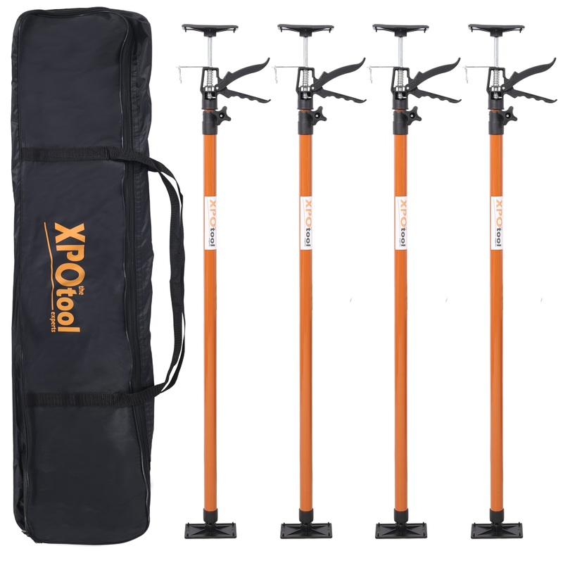 4 Pack Adjustable Support Pole Steel 3rd Hand Support System Extends from 45 to 114 Inch with Carry Bag–Brown