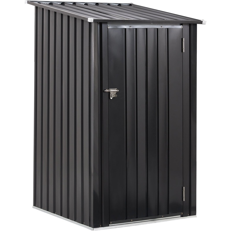 3 x 3 FT Outdoor Storage Shed with Single Lockable Door Metal Steel–Dark Gray