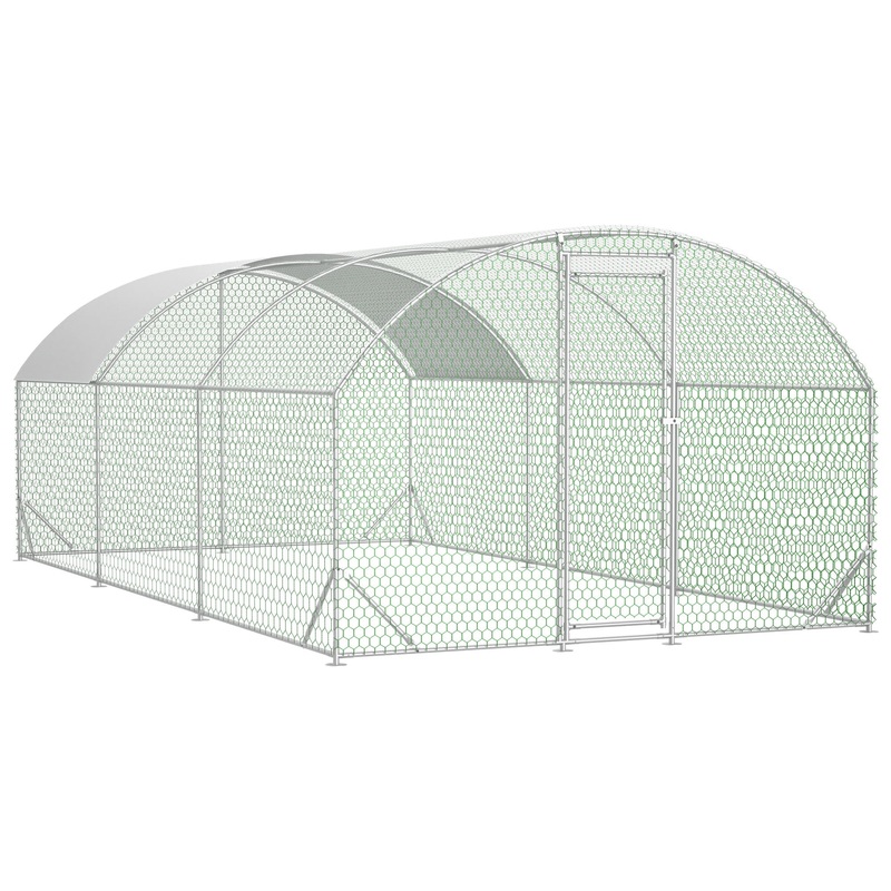 9.84′ x 19.68′ x 6.56′ Large Dome Shaped Walk-in Chicken Coop Metal with Waterproof and Anti-UV Cover