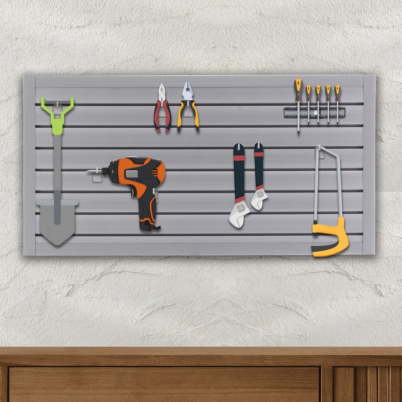 PVC Slat Wall Panels 4ft x 2ft Storage System Heavy Duty Interlocking Design Graphite Finish