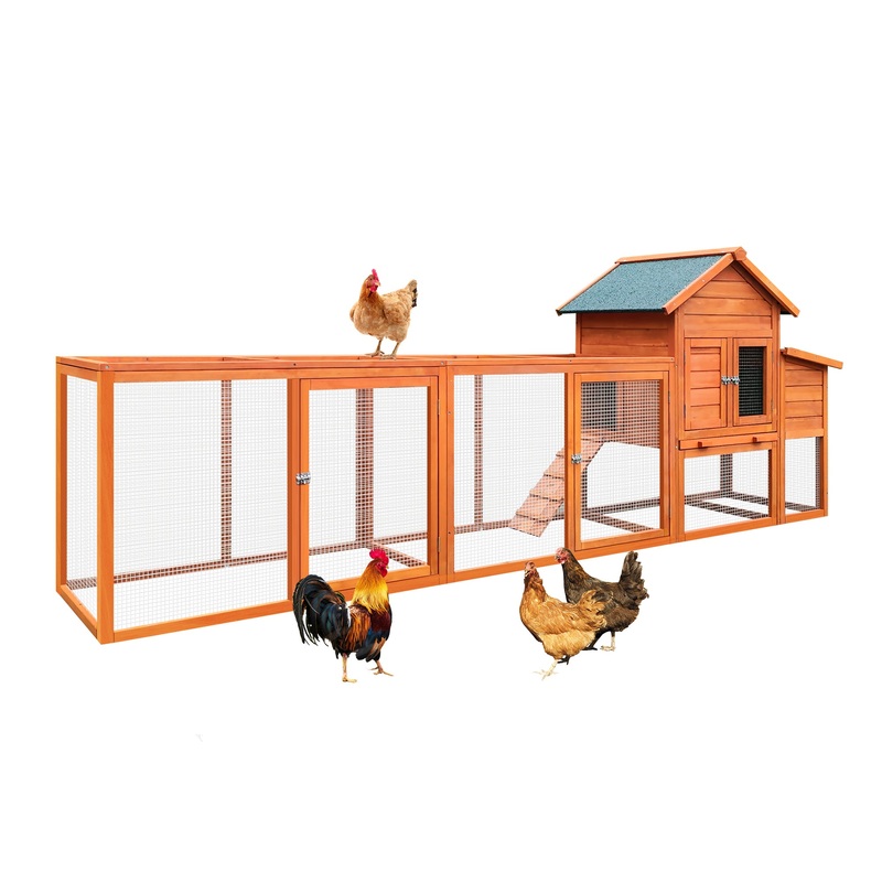 122Large Wooden Chicken Coop with Nesting Box Wire Fence Poultry Cage
