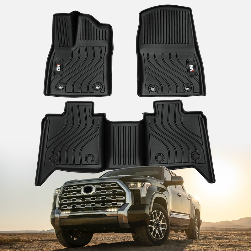 All-Weather TPE Front and Rear Row Floor Liners Floor Mats Fits for Toyota Tundra CrewMax Cab 2022-2025