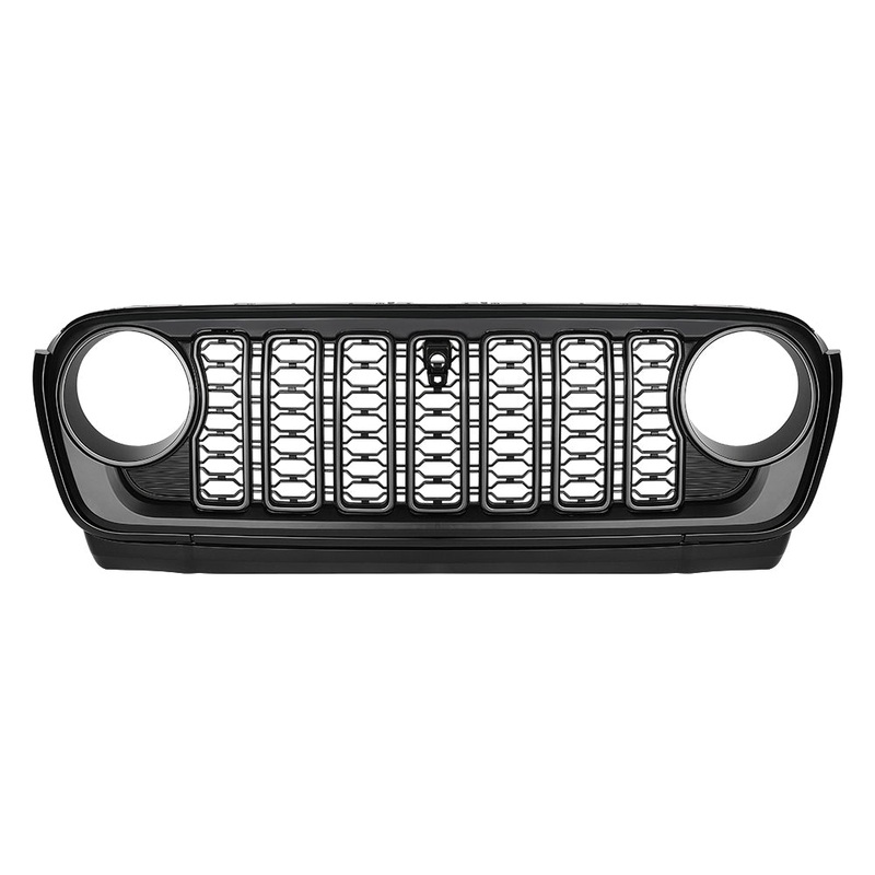 Front Mesh Grille Grid Grill for 2018-2024 Jeep Wrangler Rubicon Sahara Sport JL/JT Grill With Camera Hole Plastic